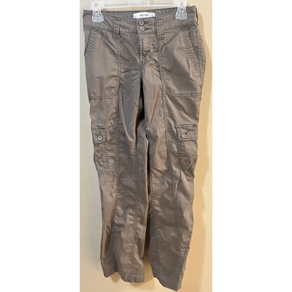 Hollister Women's Mid Rise Relaxed Boot Pants Size 0 25x30.5 Brown EUC